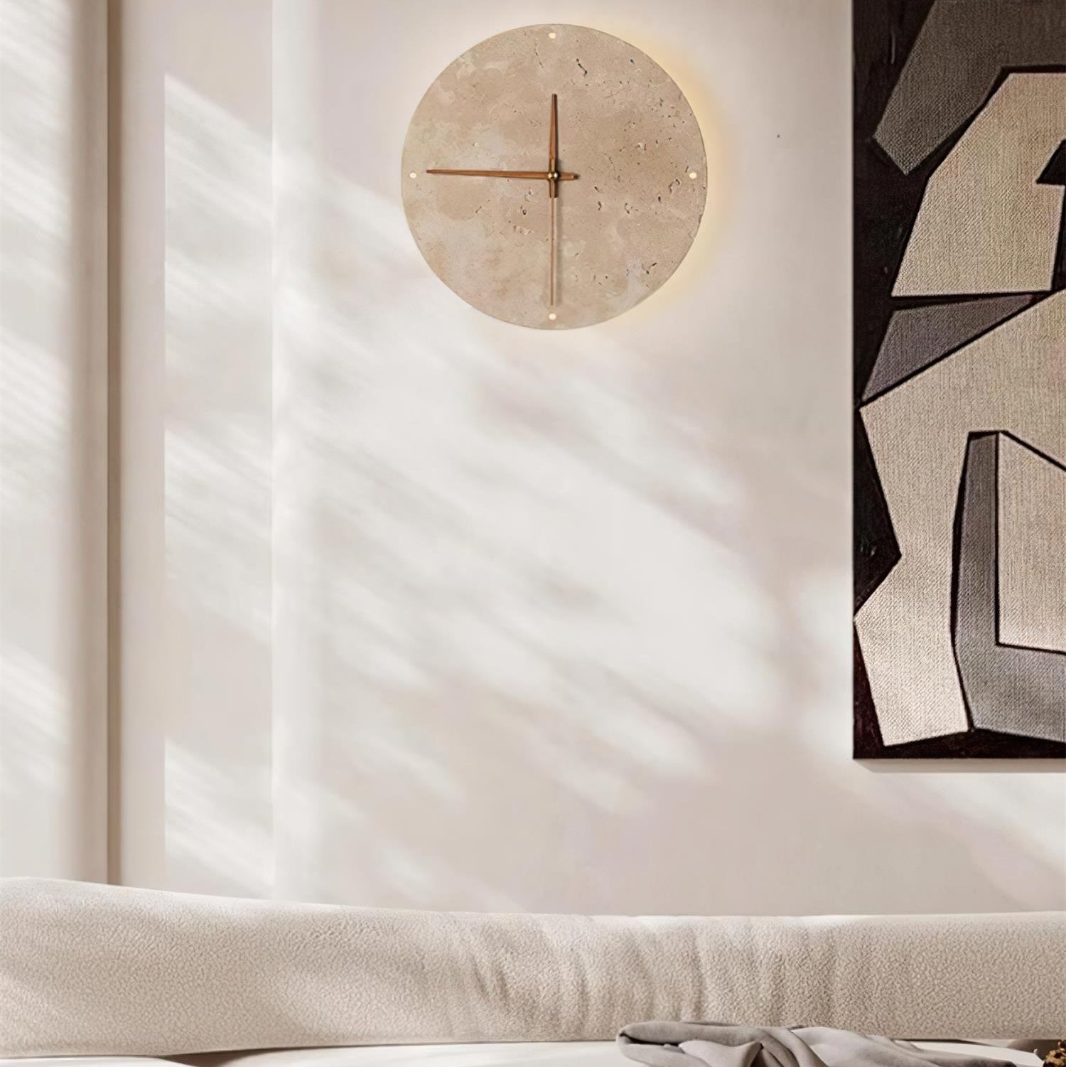 Wall Lamp Travertine Clock with Modern Minimalist Style Natural - Letslighting