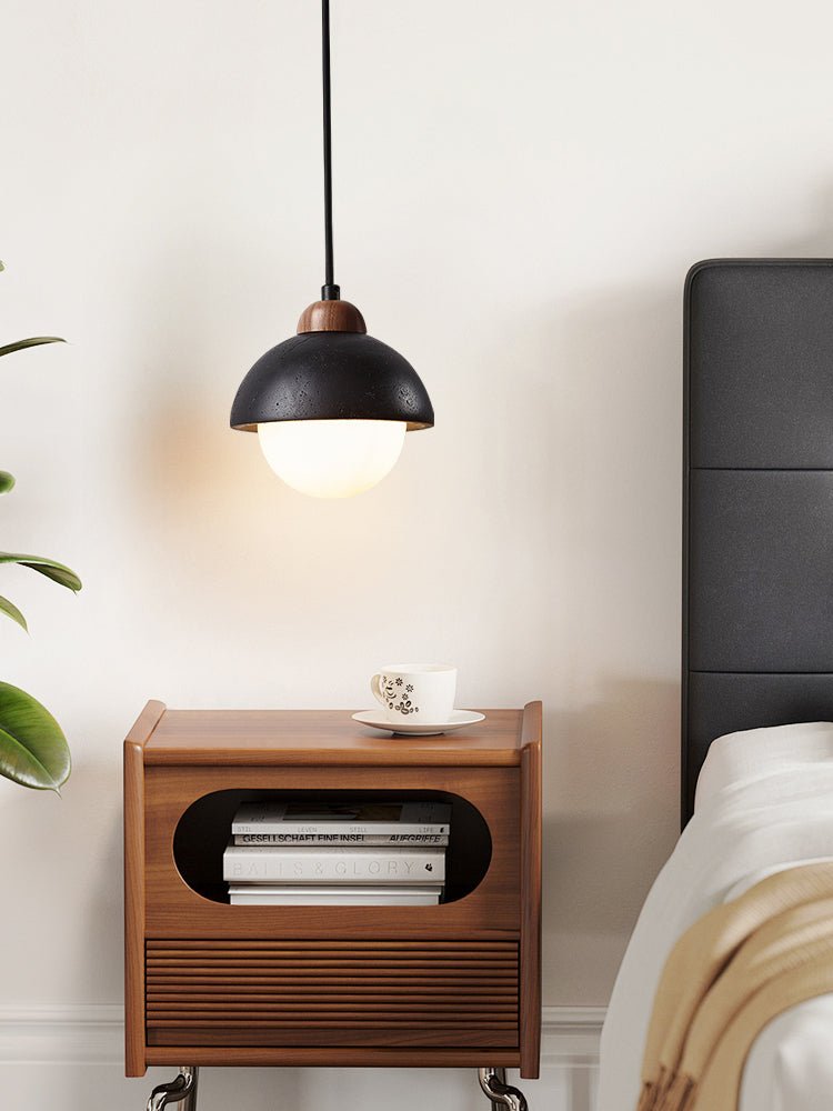 Zenith Modern Travertine & Wood Pendant Light