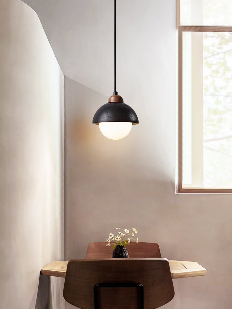 Zenith Modern Travertine & Wood Pendant Light