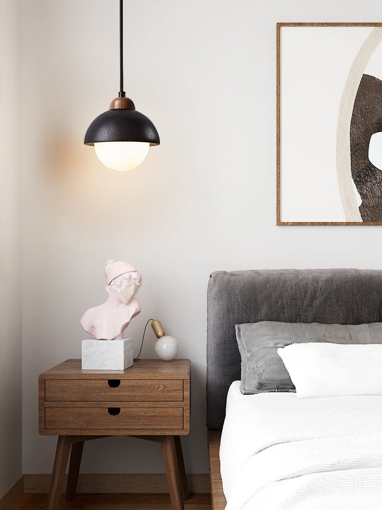 Zenith Modern Travertine & Wood Pendant Light