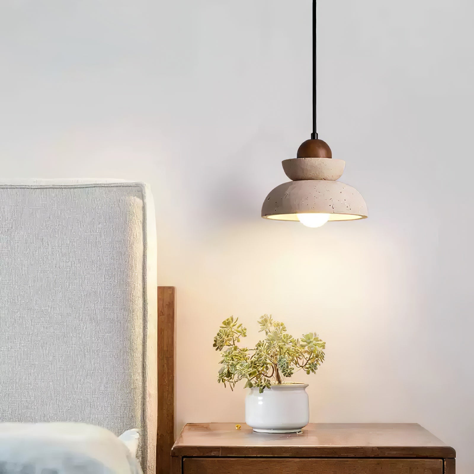 Zophaos Tiered-Bell Travertine Pendant Light - Letslighting