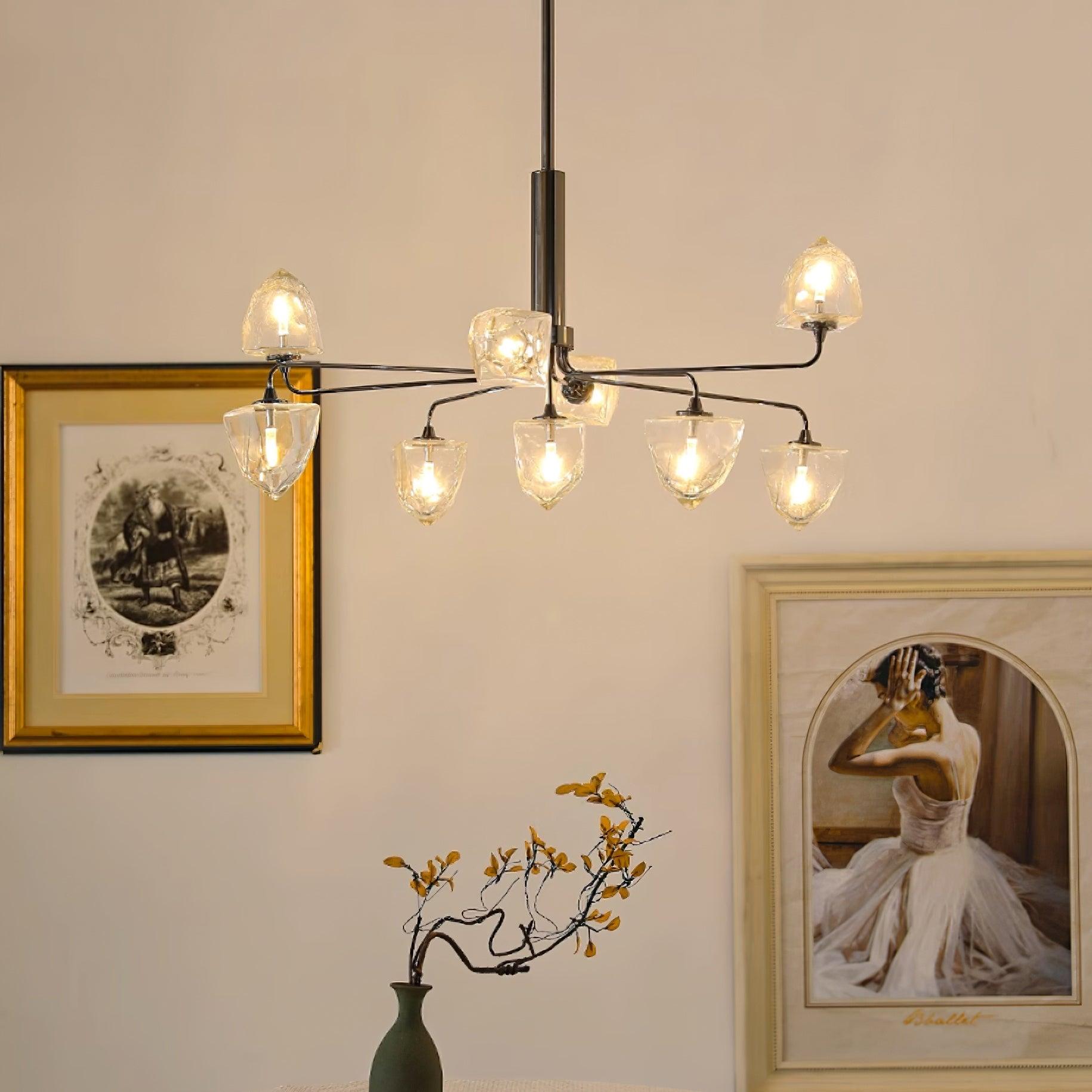 Zevin Chandelier Glass Gold Elegant - Letslighting