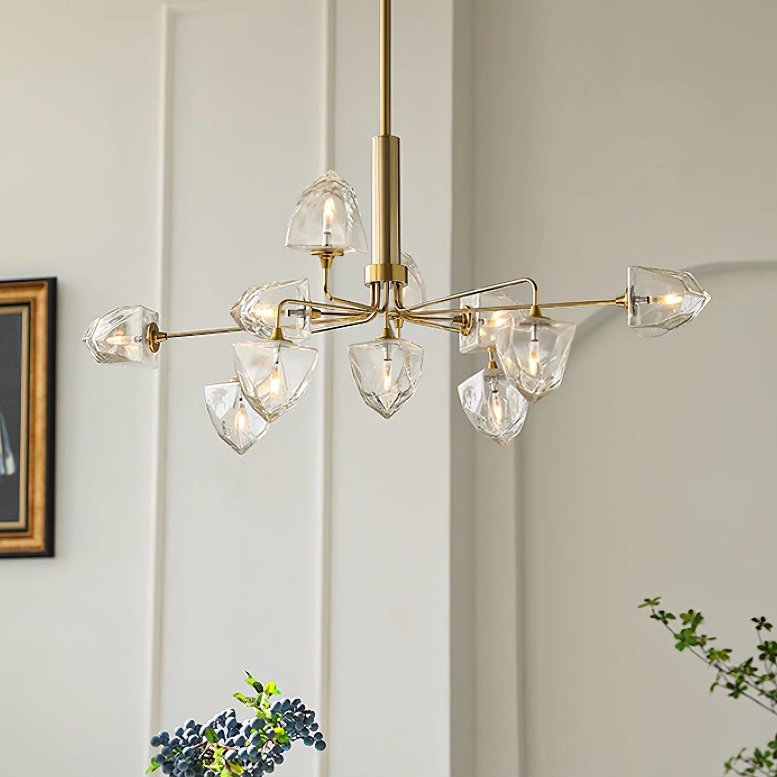 Zevin Chandelier Glass Gold Elegant - Letslighting