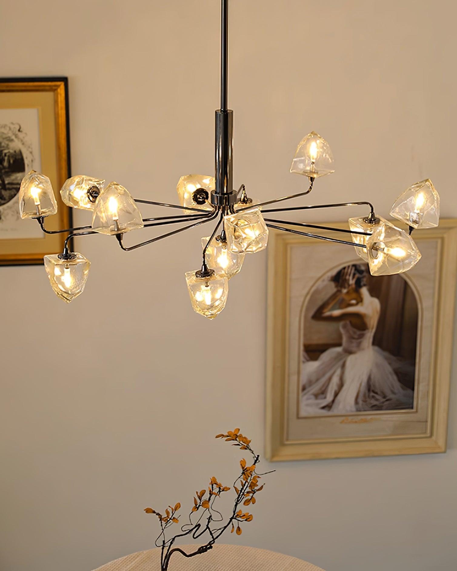 Zevin Chandelier Glass Gold Elegant - Letslighting