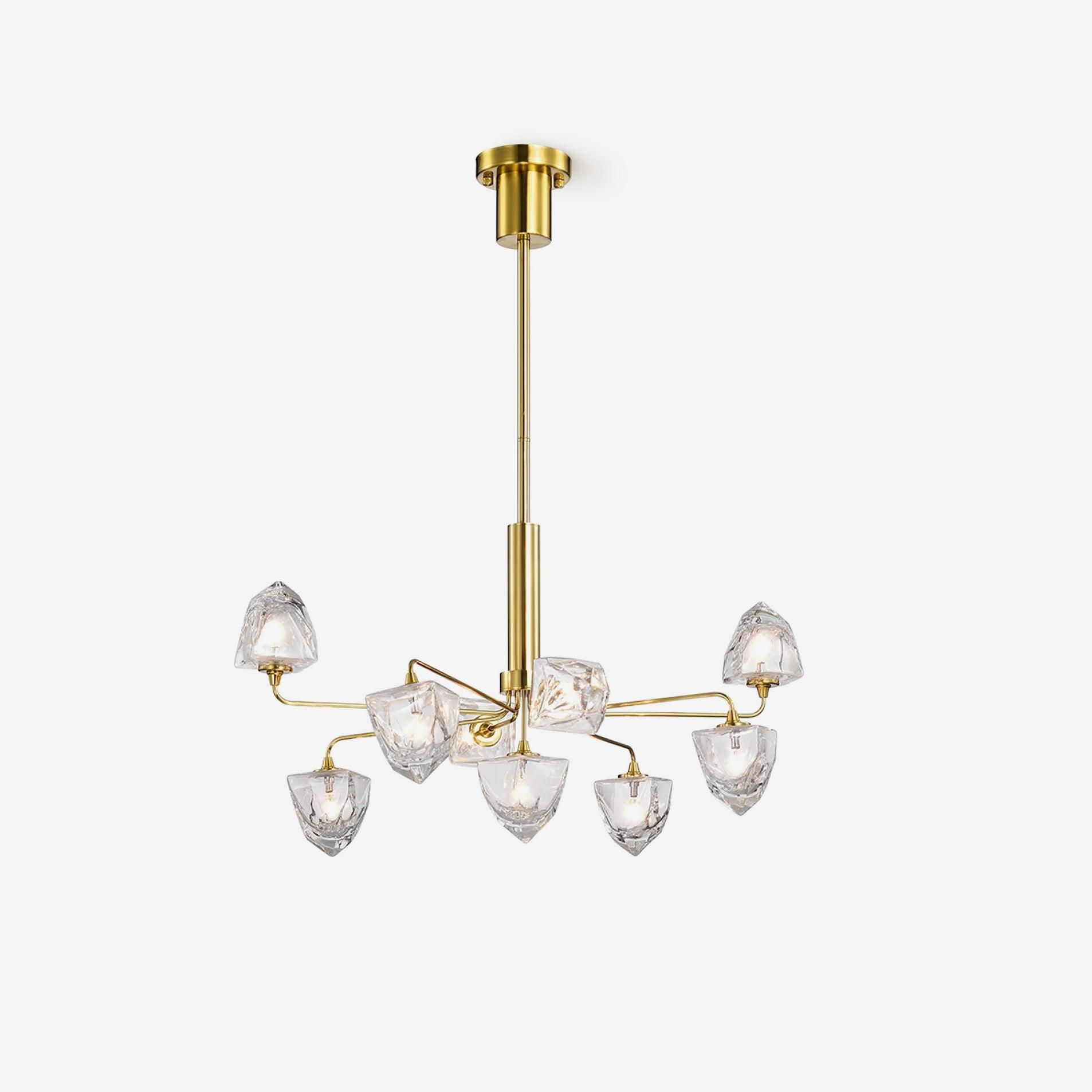 Zevin Chandelier Glass Gold Elegant - Letslighting