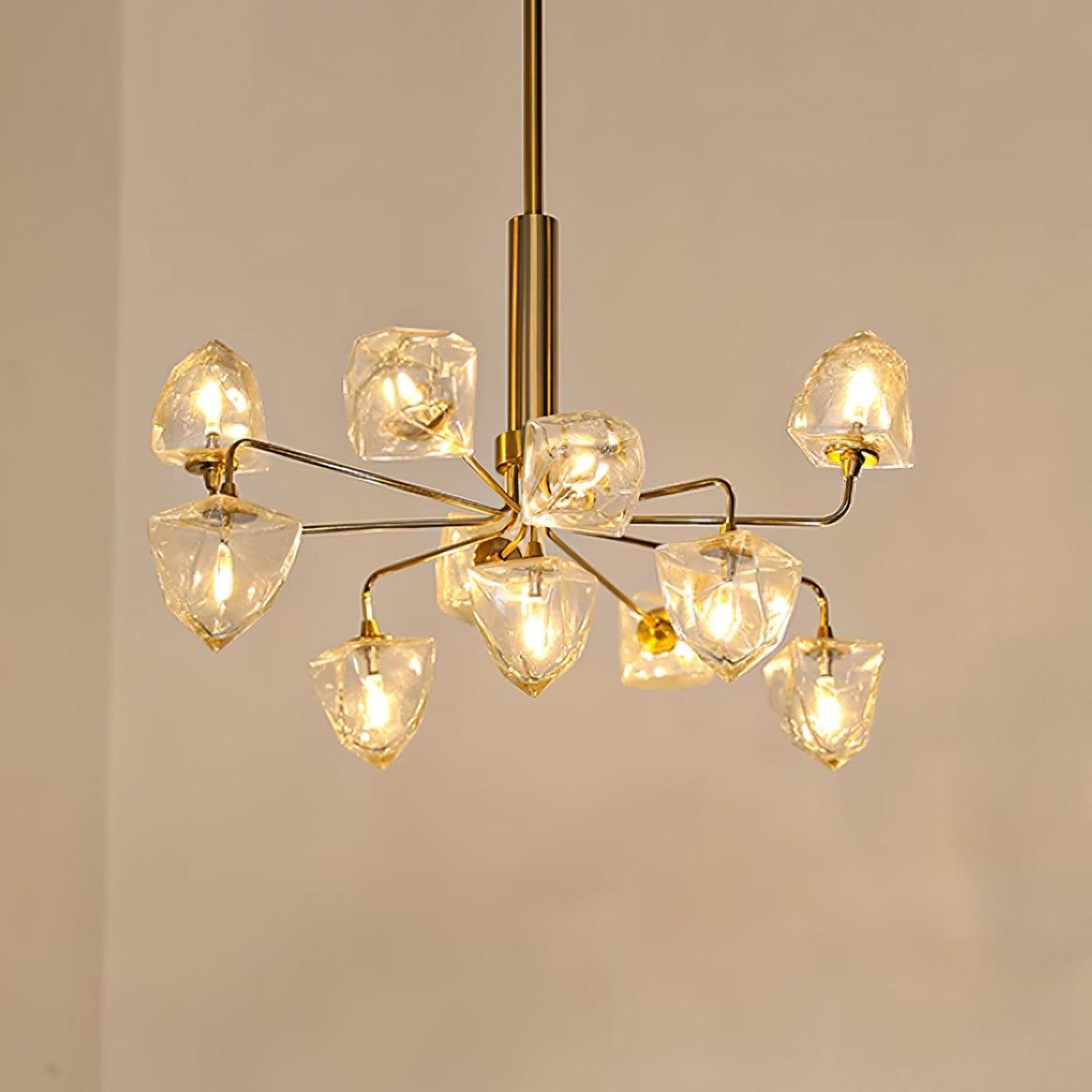 Zevin Chandelier Glass Gold Elegant - Letslighting