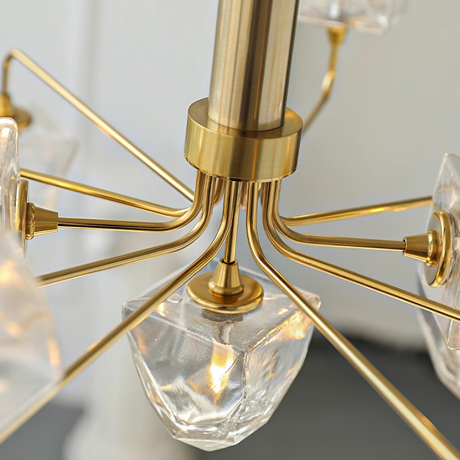 Zevin Chandelier Glass Gold Elegant - Letslighting