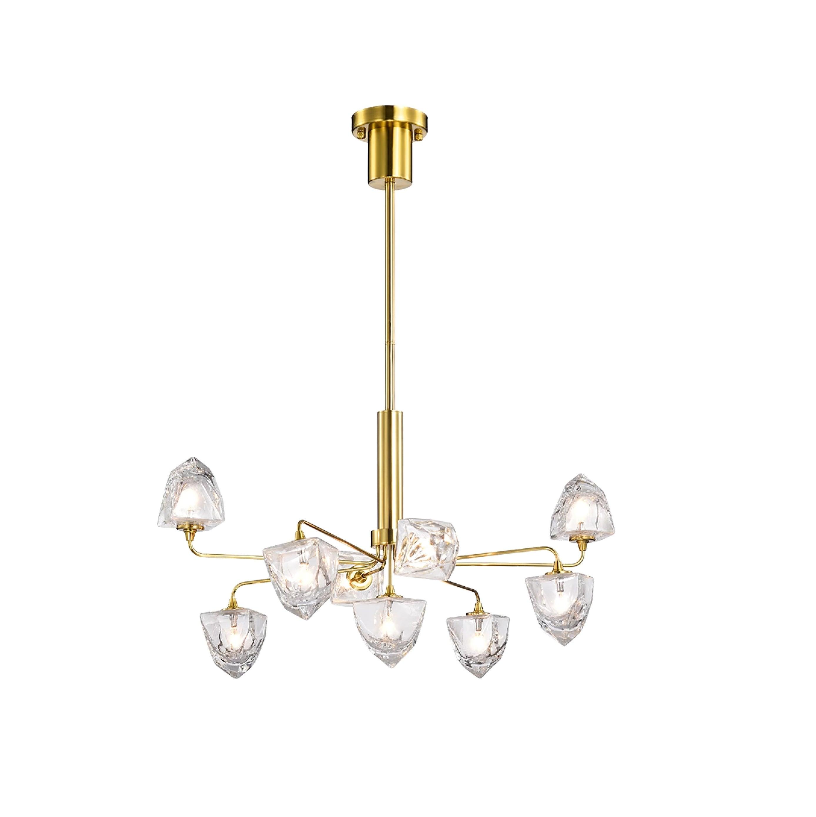 Zevin Chandelier Glass Gold Elegant - Letslighting