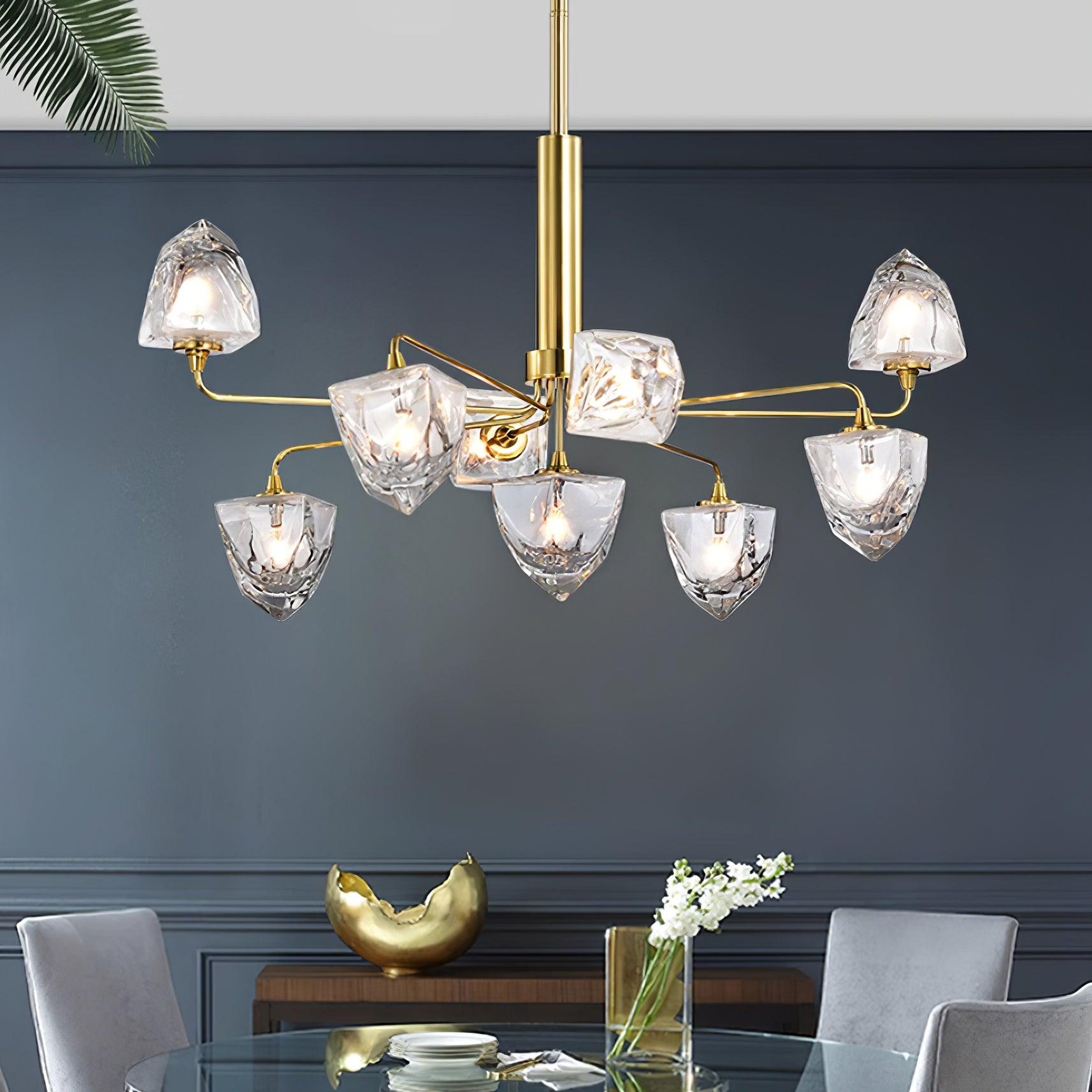 Zevin Chandelier Glass Gold Elegant - Letslighting
