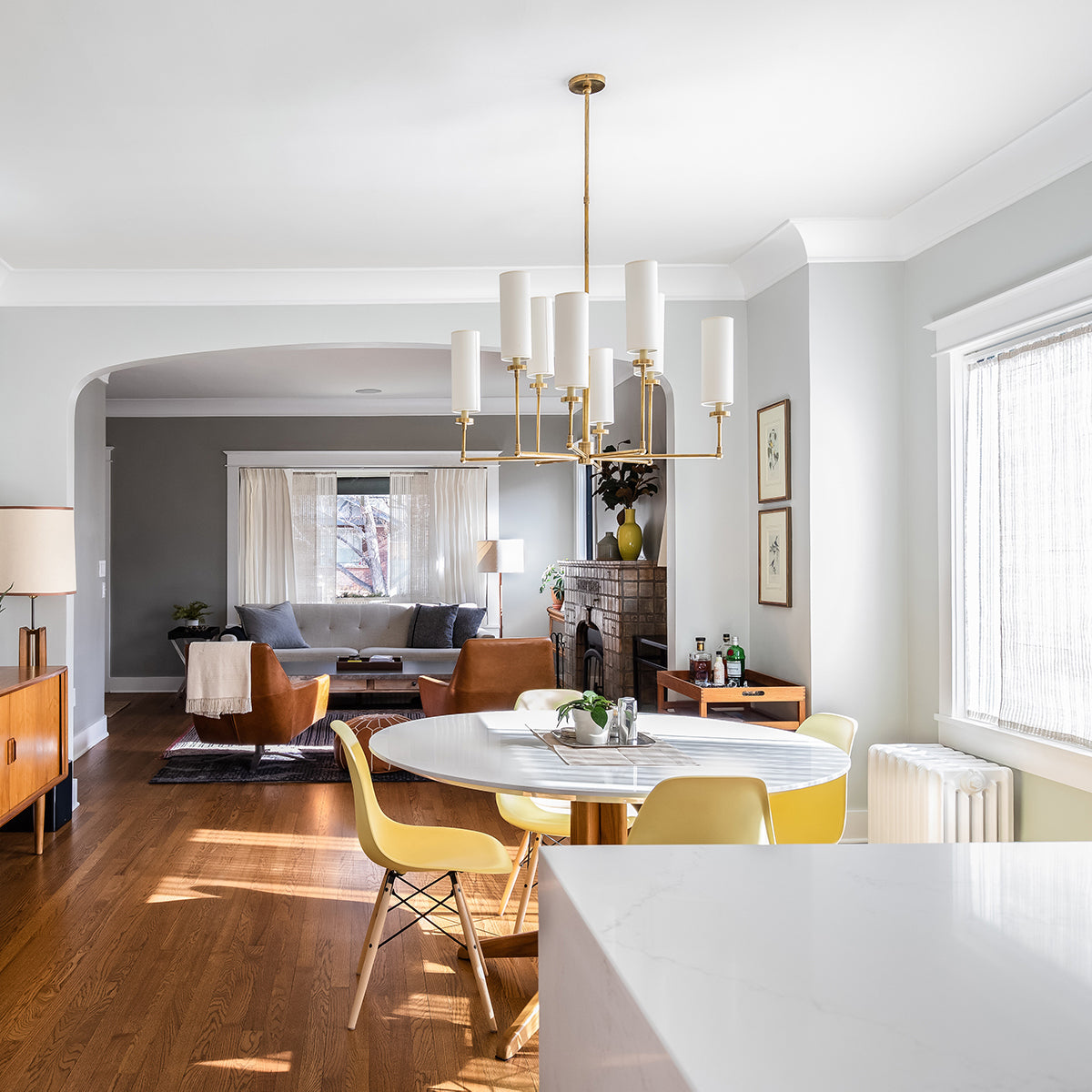 Artemis Chandelier Brass Fabric - Letslighting