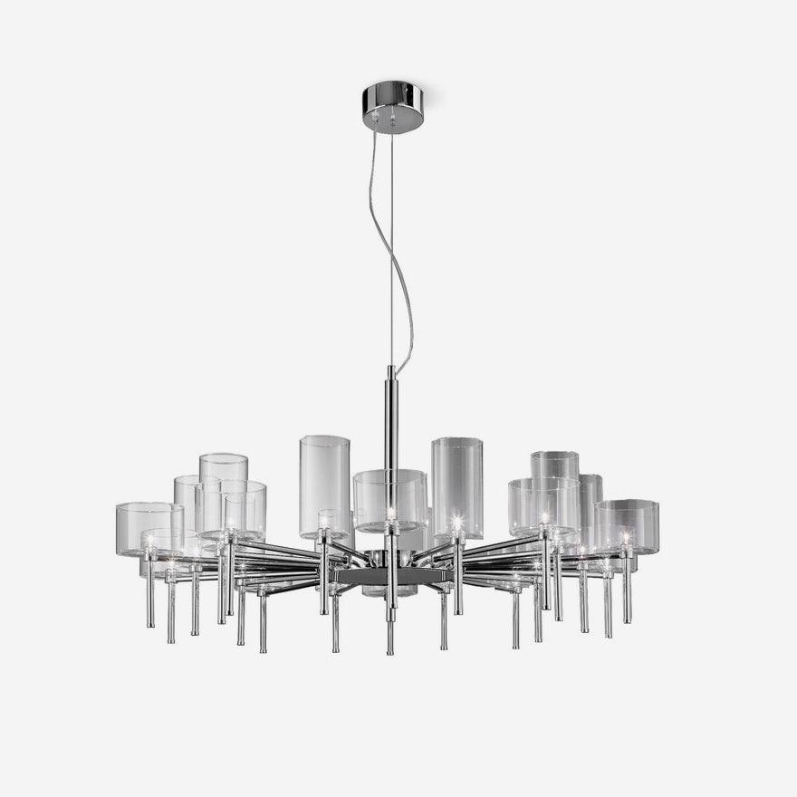 Zonia Chandelier Glass Cylinder Array Chrome - Letslighting