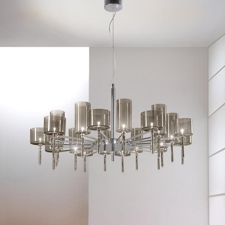 Zonia Chandelier Glass Cylinder Array Chrome - Letslighting