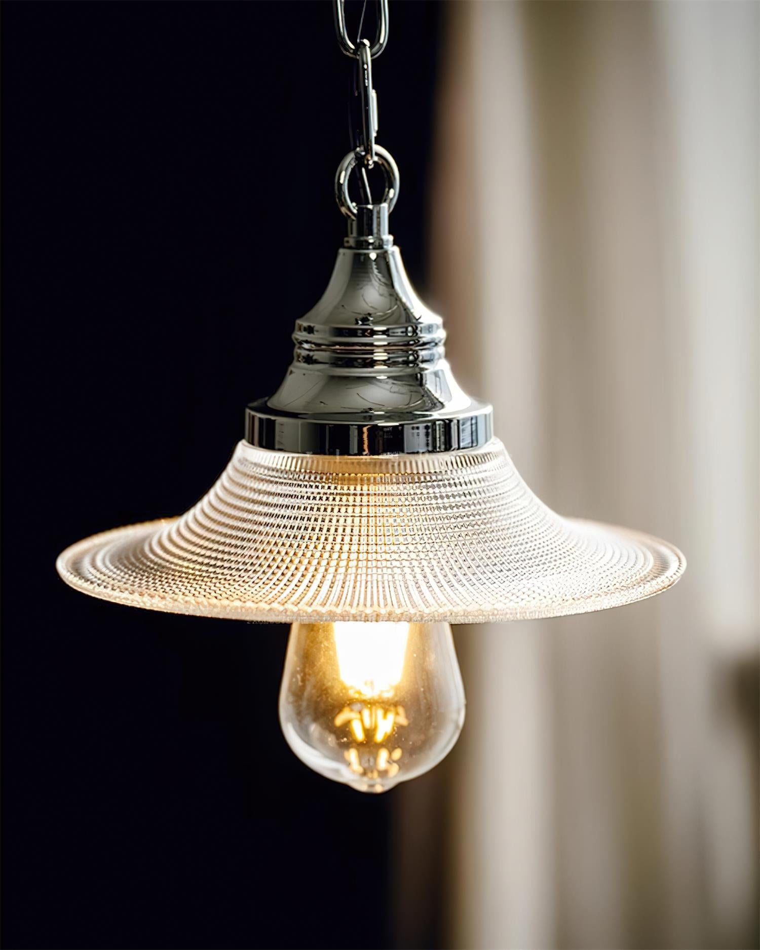 Zowie Pendant Lamp Prismatic Glass & Chrome - Letslighting