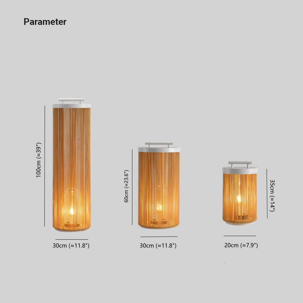Ritta Retro Metal/Rattan Floor Lamp, Hardwired/Solar/LED, Outdoor