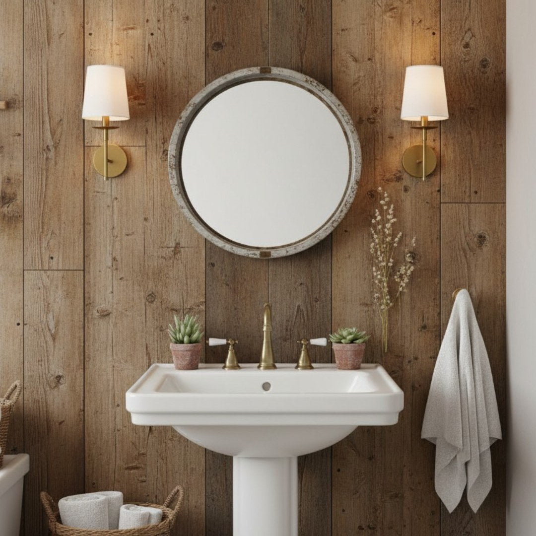 Lodge Brass Fabric Wall Light