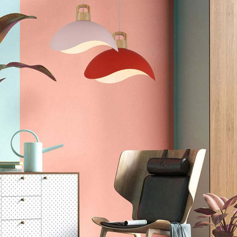 Valentina Colorful Shade Single Pendant Lights, Wood & - Letslighting