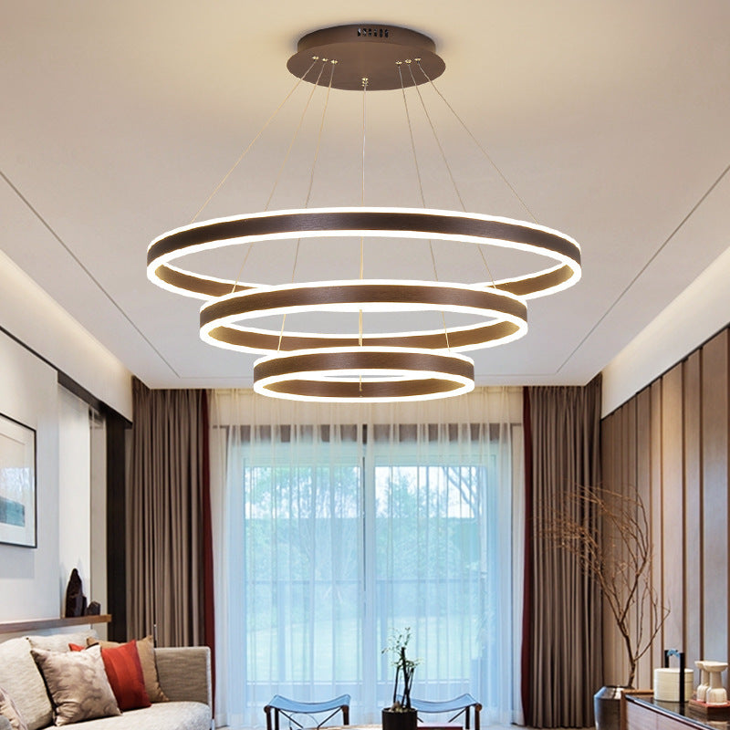 Arisha Moderne Minimaliste Coffee LED Pendant Light, 3 Ring - Letslighting