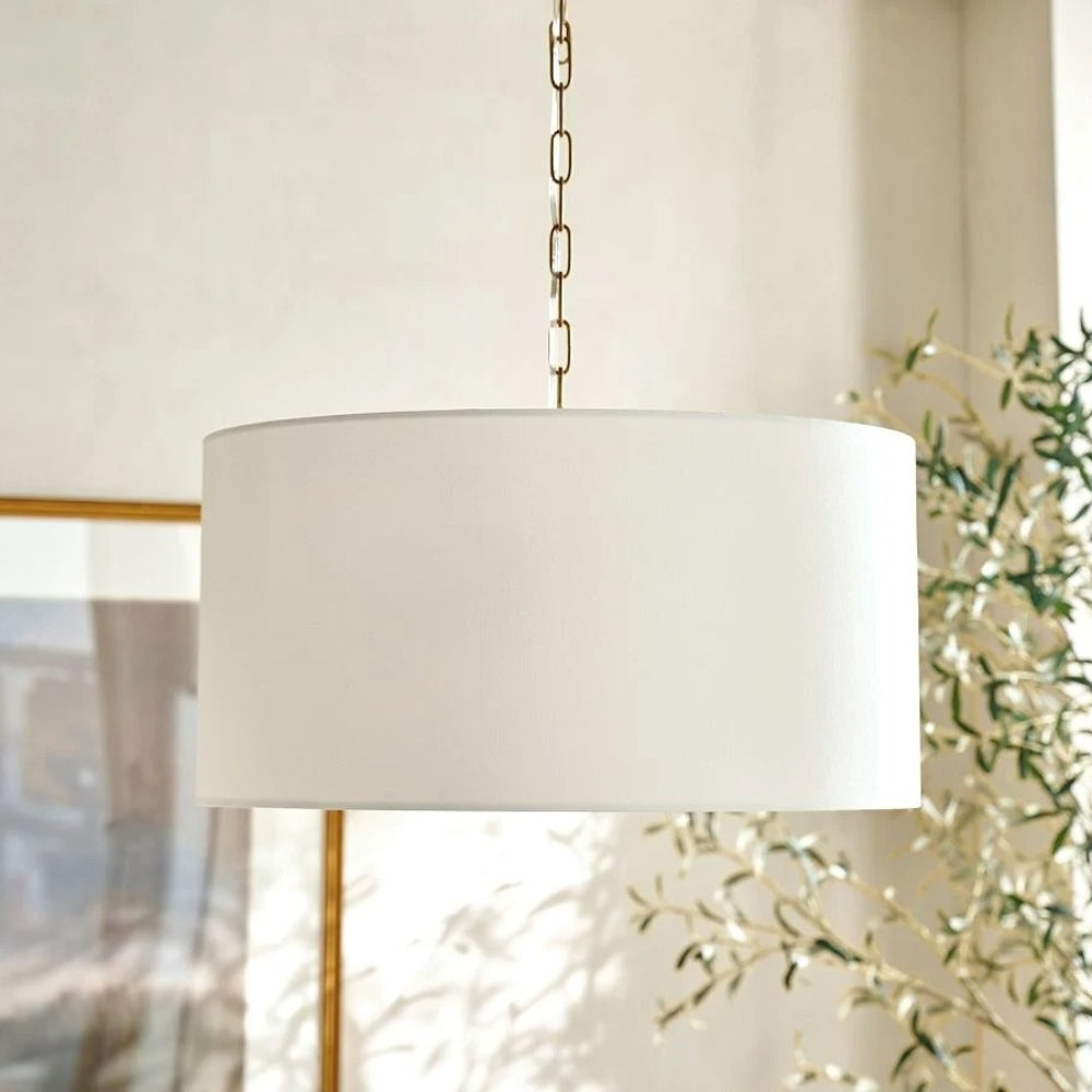 Rowan Linen Drum Pendant Light For Kitchen