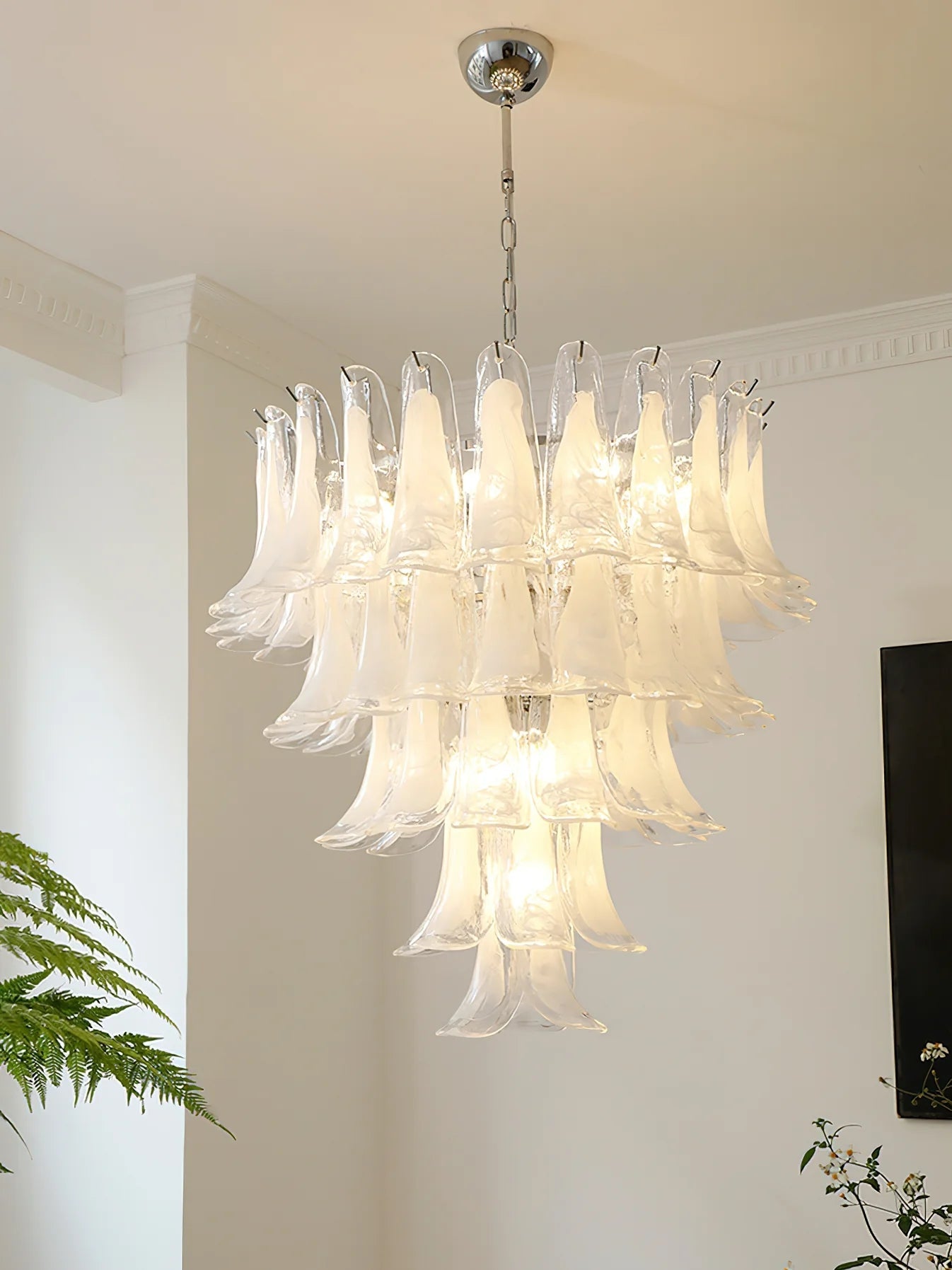 Aurora Chandelier Murano Glass Leaf Golden - Letslighting