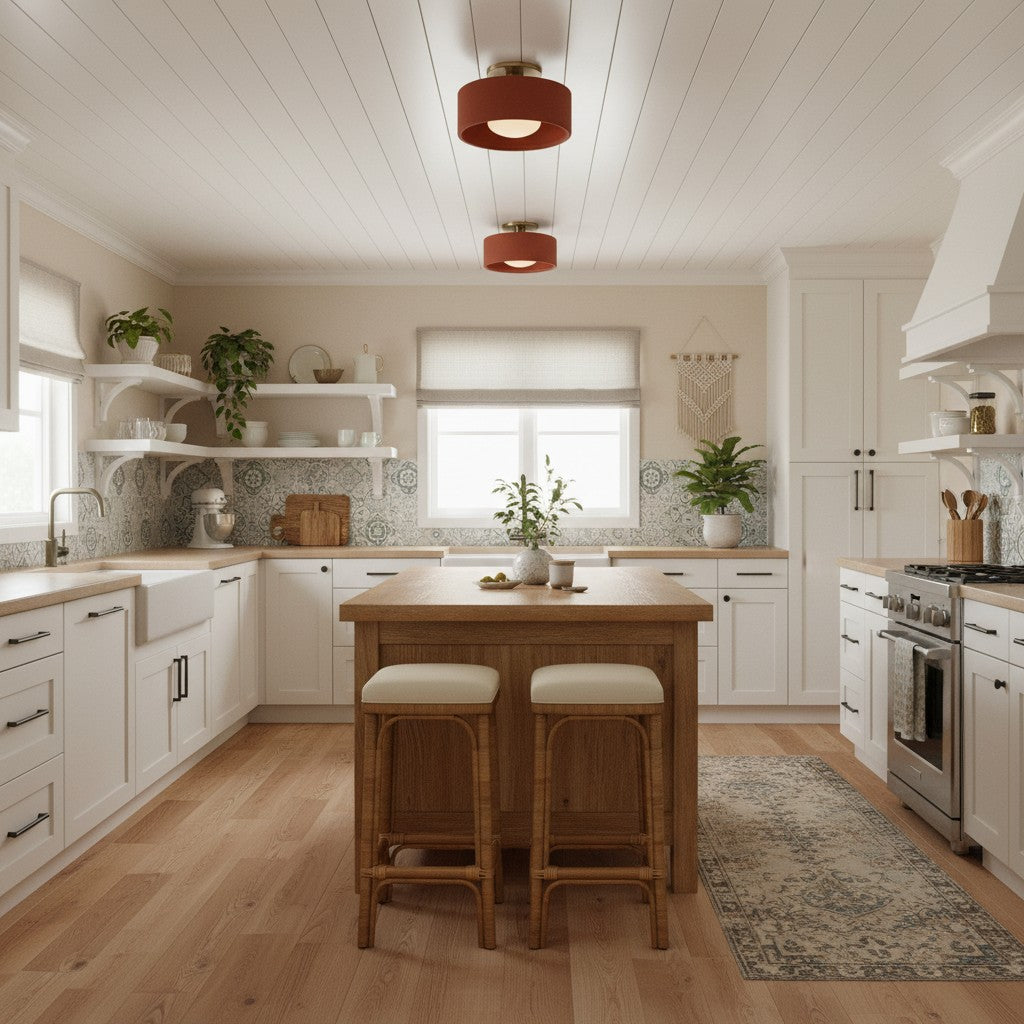 Kiln Porcelain Drum Ceiling Light