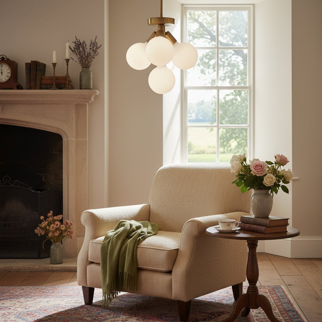 Pearl Opal White Brass Flush Mount Light Living Room