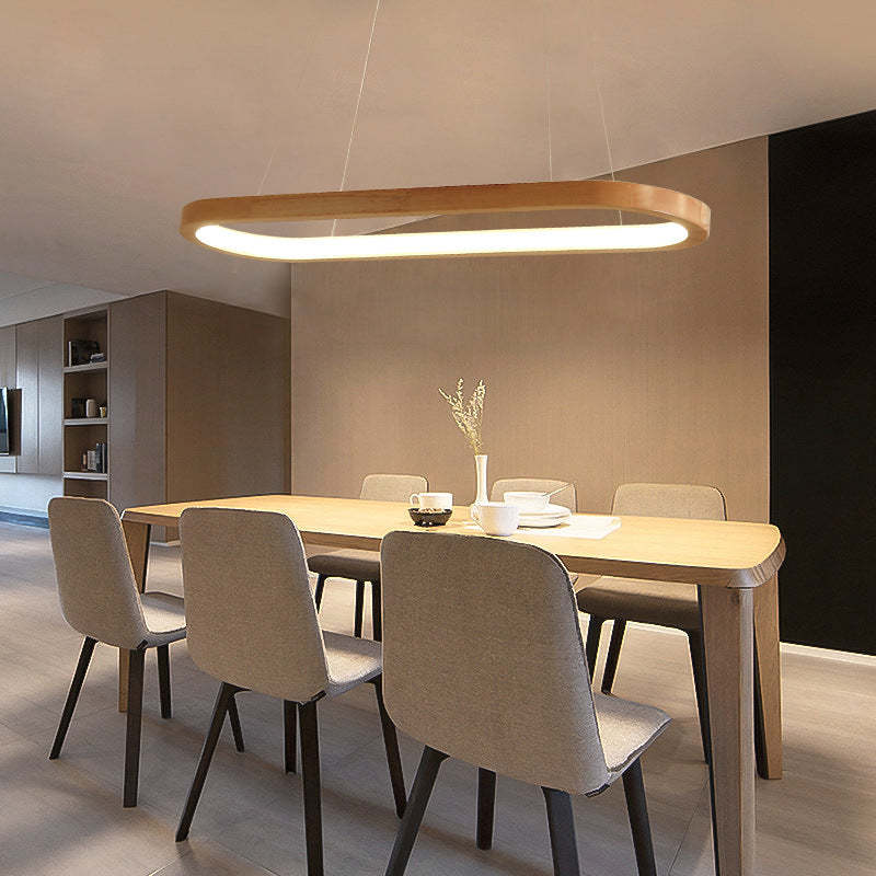 Muto Oval Wooden Pendant Light Dining Room - Letslighting