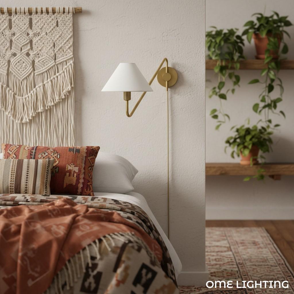 Vector Wall Lamp Brass&Fabric Plug-in