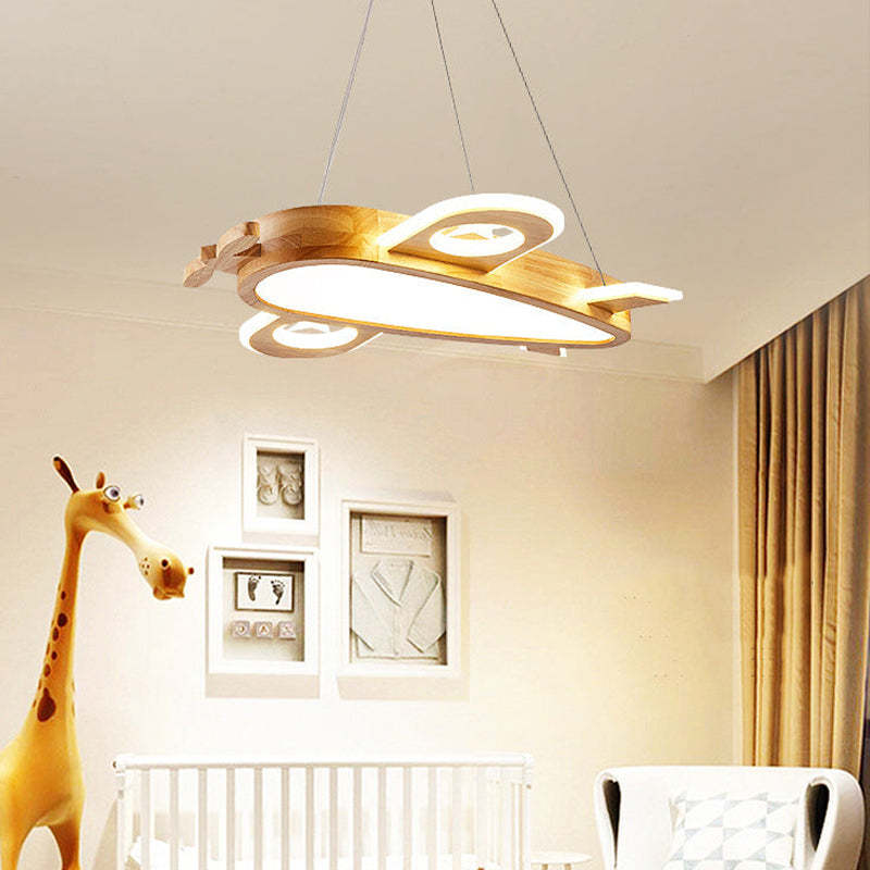 Arisha Modern Natural Creative DIY Children Airplane Shape Acrylic Pendant Light ,Wood - Letslighting