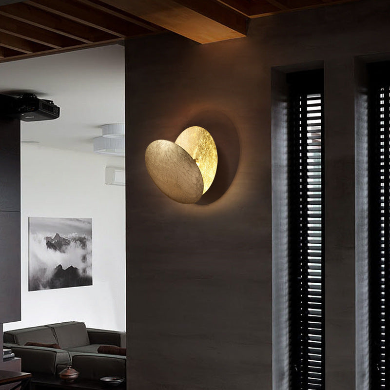 Aria Modern Minimalist Round Moon LED Indoor Wall Lamp Metal Bedroom Living Room