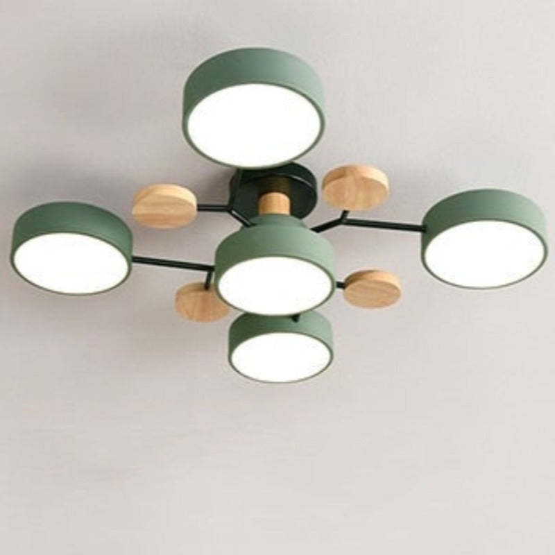 Arisha Geometric Flush Mount Ceiling Light Acrylic/Wood Living Room - Letslighting