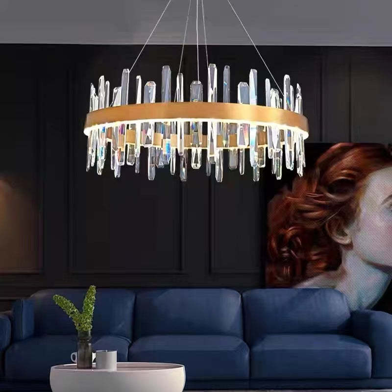 Kristy Modern Crystal Ring Chandelier, Stainless Steel & Crystal - Letslighting