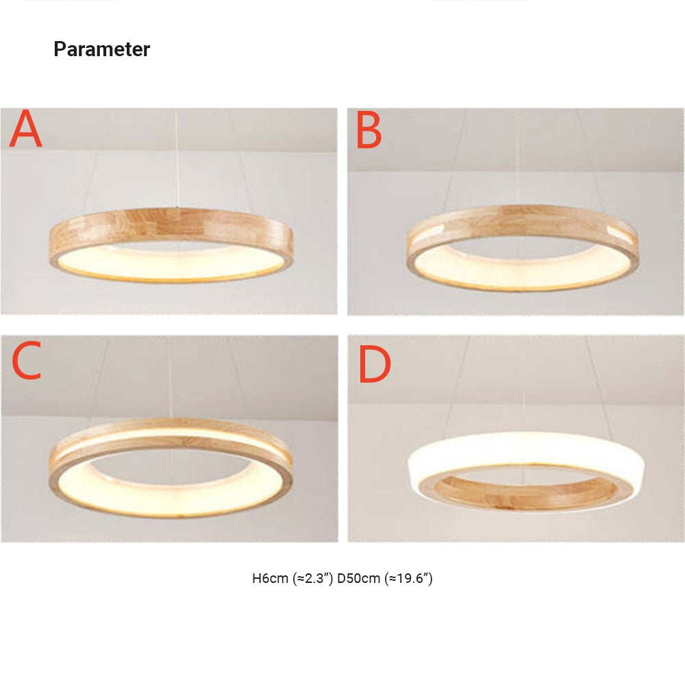 Muto Modern Ring Wood Pendant Light - Letslighting