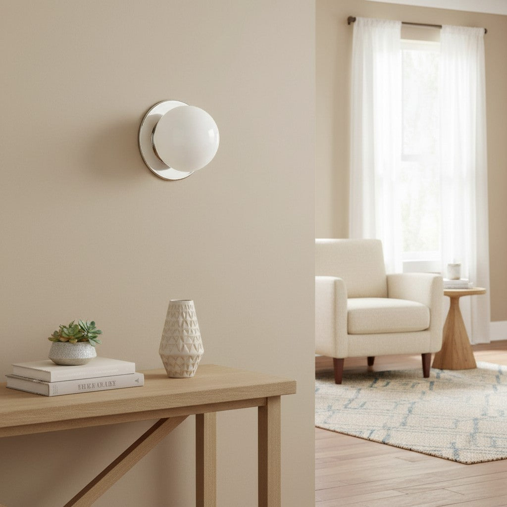 Pearl Milk Glass Modern Globe Wall Sconce