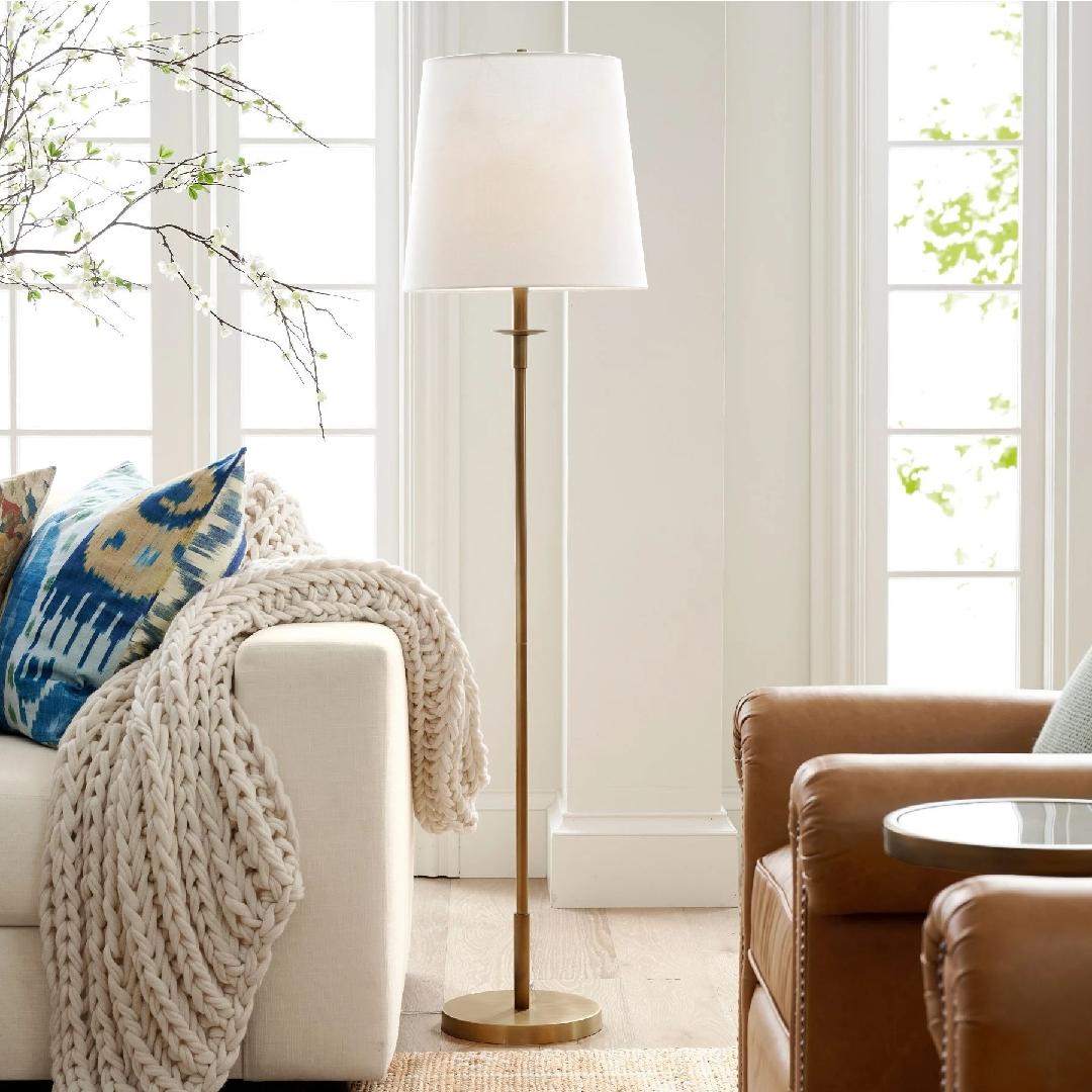Lodge Brass Linen Floor Lamp