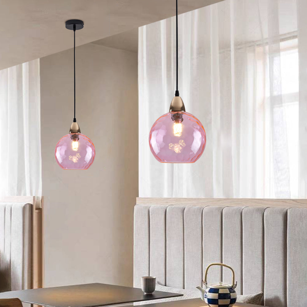 Valentina Colorful Glass Ball Pendant Light Water Ripple Living Room