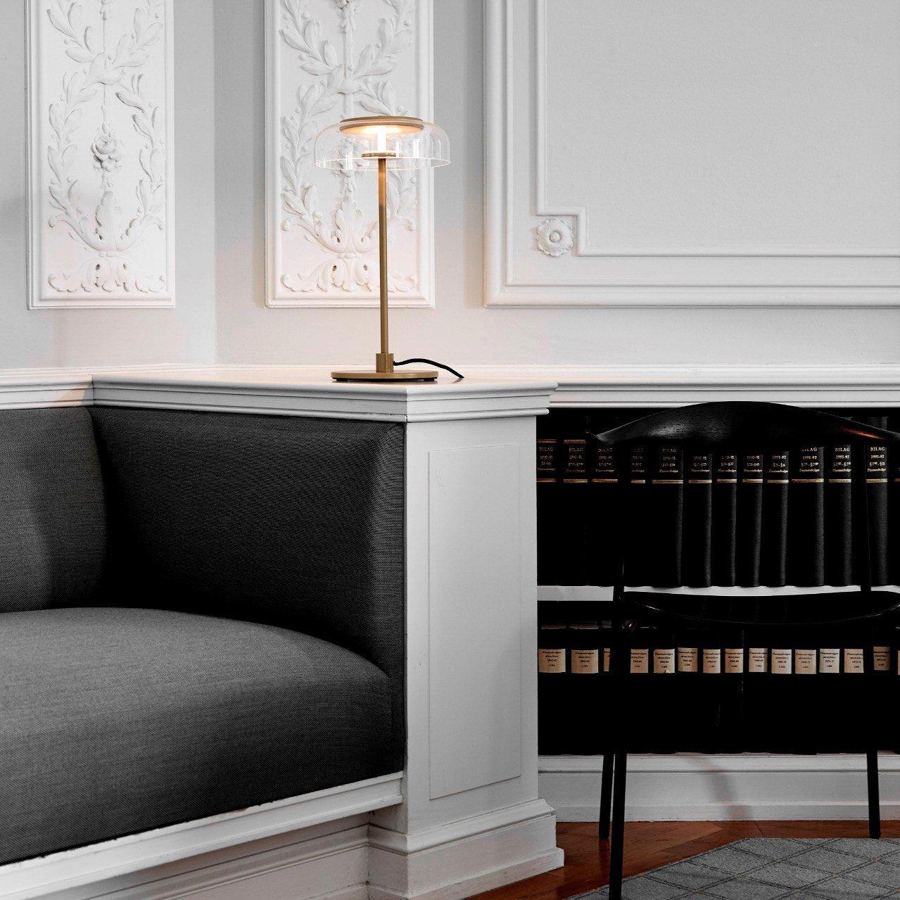 Solara Table Lamp Clear Glass Shade Wood Base - Letslighting