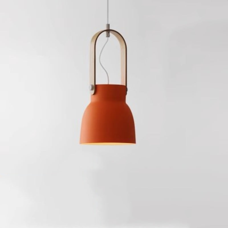 Valentina Vintage Pendant Light Black/Orange Metal/Wood Bedroom