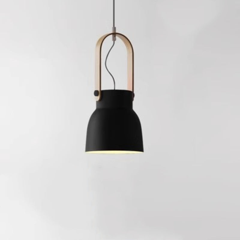 Valentina Vintage Pendant Light Black/Orange Metal/Wood Bedroom
