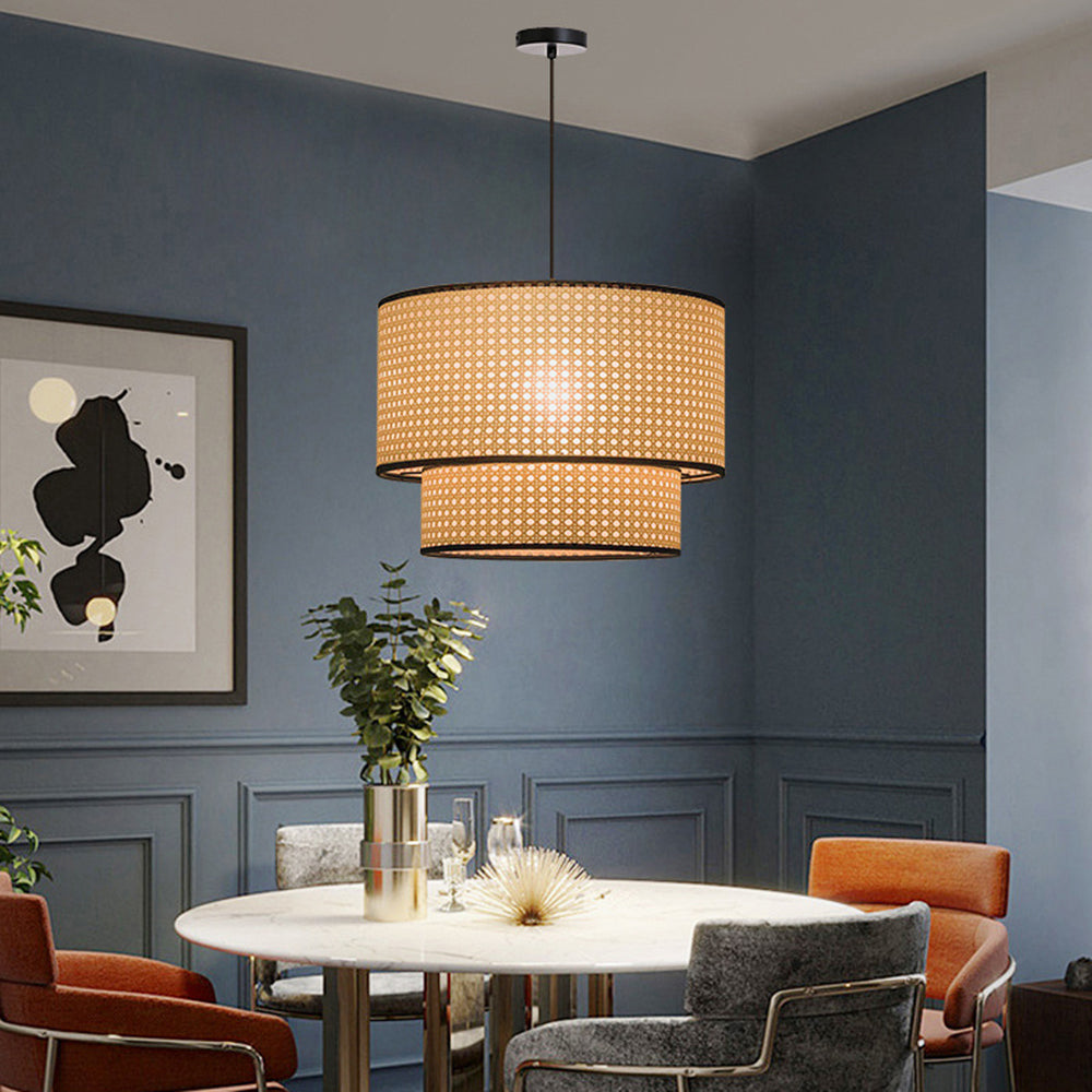 Ritta Japanese Rattan Pendant Light, Double-Layer - Letslighting