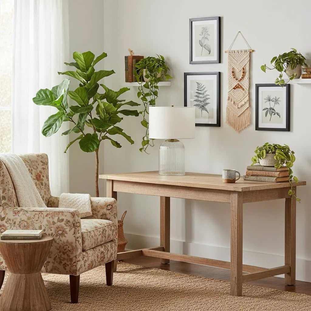 Haze Glass Table Lamp with Linen for Living Rooms