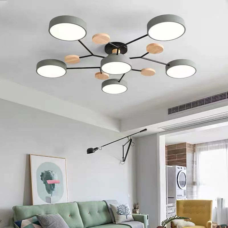 Arisha Geometric Flush Mount Ceiling Light Acrylic/Wood Living Room - Letslighting