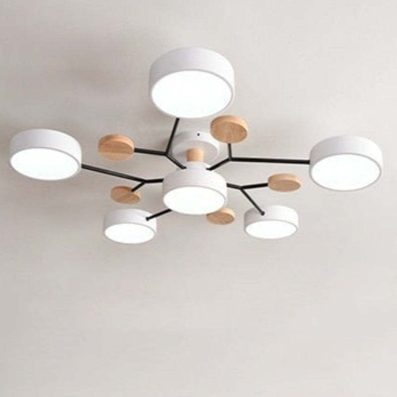 Arisha Geometric Flush Mount Ceiling Light Acrylic/Wood Living Room - Letslighting