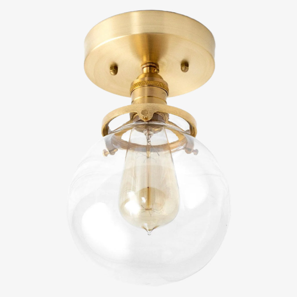 Pearl Clear Glass Retro Globe Ceiling Light Bedroom