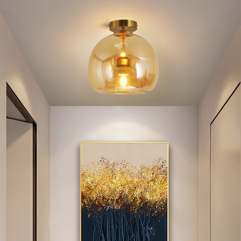 Arisha Modern Dome Glass Semi-Flush Mount Ceiling Light Pendant Light