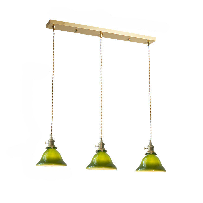 Valentina Rustic Vintage LED Pendant Light Copper Glass Dining Room