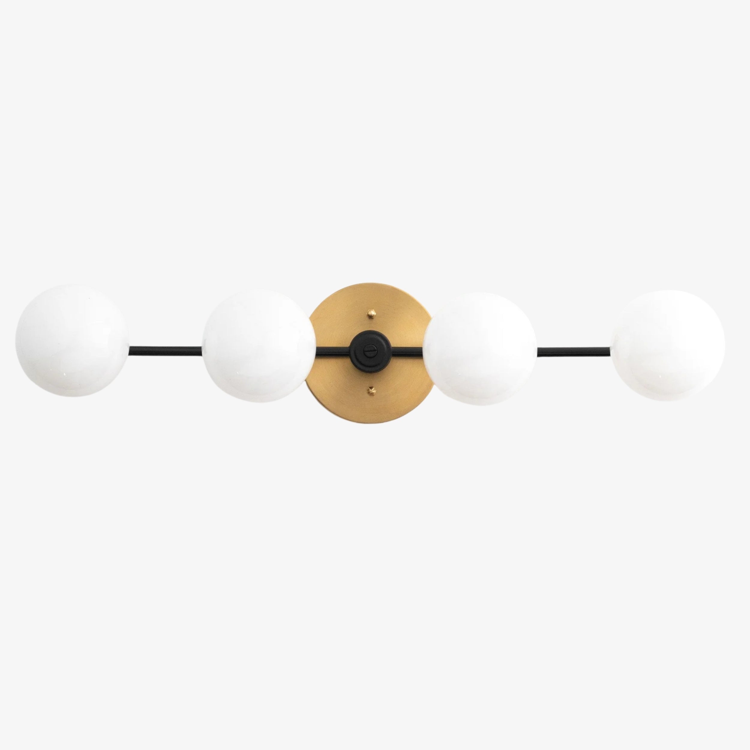 Pearl Brass Milk Glass 4-Light Wall Sconce Bathroom