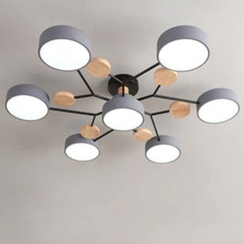 Arisha Geometric Flush Mount Ceiling Light Acrylic/Wood Living Room - Letslighting