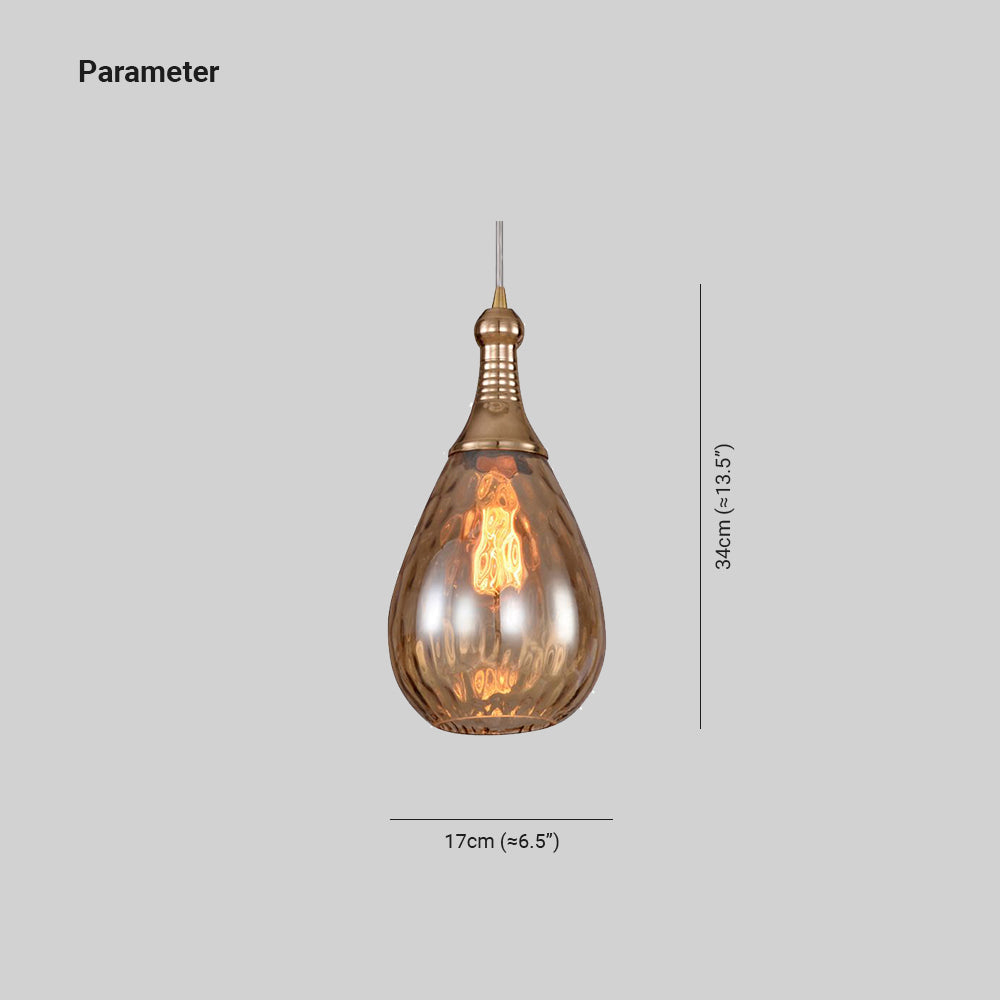 Avi Industrial Teardrop Glass Pendant Light Brass - Letslighting
