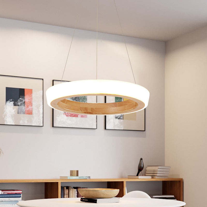 Muto Modern Ring Wood Pendant Light - Letslighting