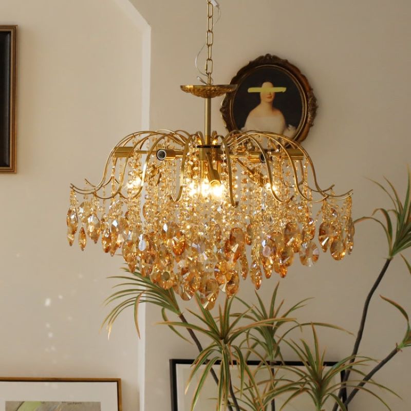 Kristy Retro Crystal Chandelier Glass Metal Living Room